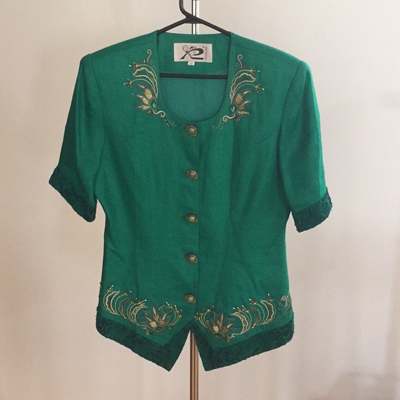 Gorgeous emerald green vintage top - Picture 5 of 9